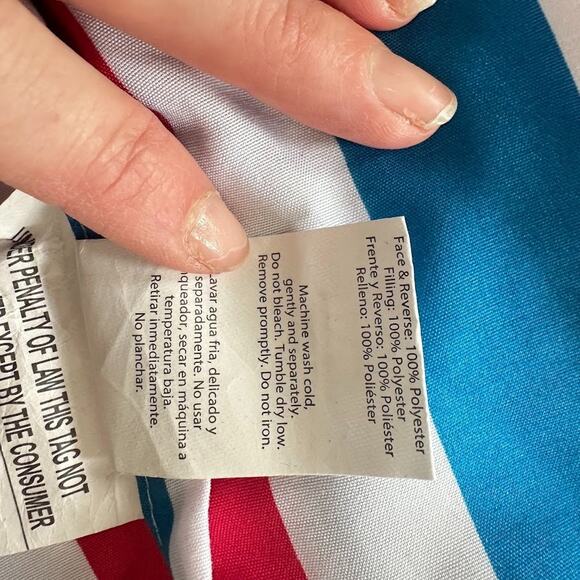 Mainstays Blue Dog Print Quilt 2 Piece Bed Pillow Sham Set Striped Americana - Picture 8 of 8